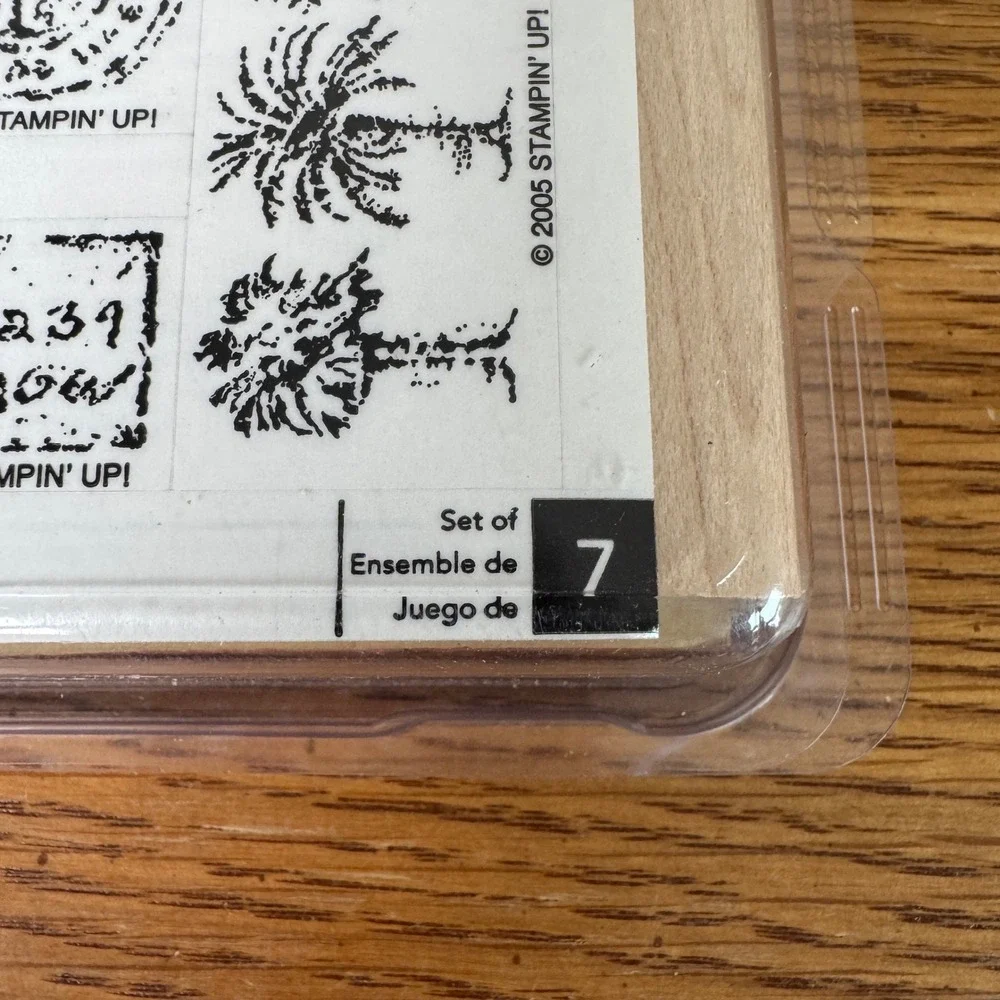 Stampin Up Balmy Breezes Wood Mount Rubber‎ Stamp Set of 7 Tropical Palm Trees